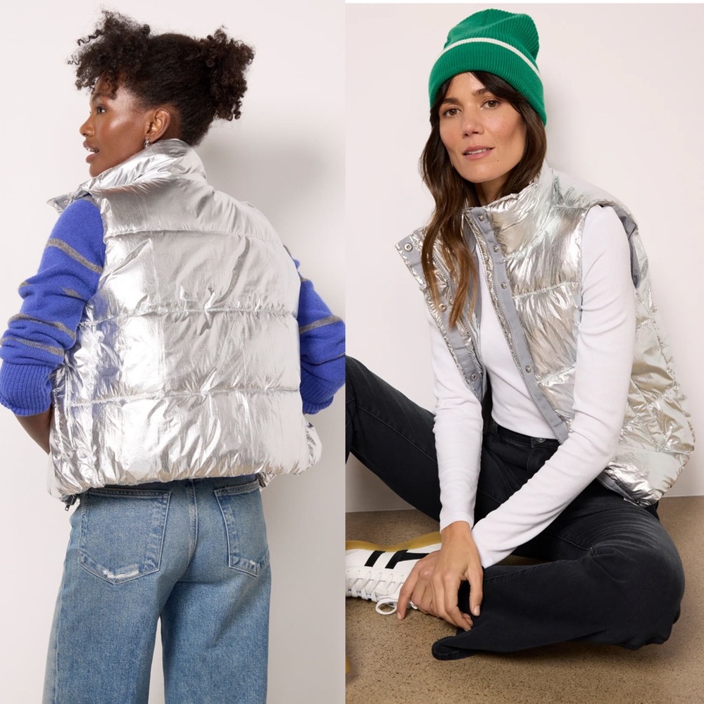 Evereve Silver Puffer Vest